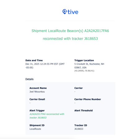 Recovered Seal Separation Alert Notification Email