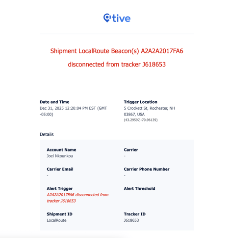 Seal Separation Alert Notification Email