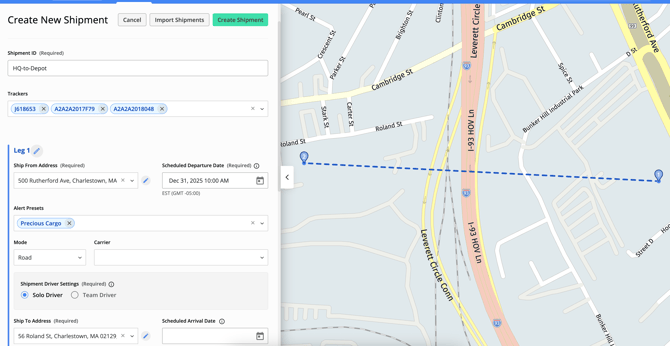 Shipment with multiple Seals and Trackers